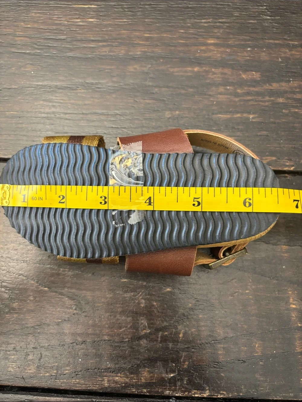 Bonpoint Brown Leather Sandals with Yellow Striped Band